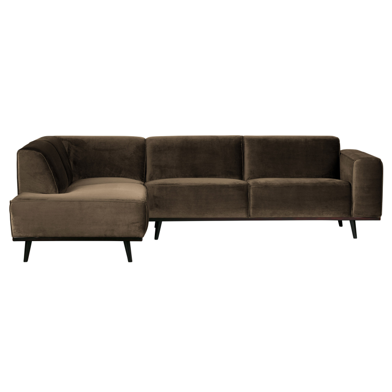 Brun Statement Hjørne Venstrevendt Velour Taupe Bepurehome Sofa - 8714713088065
