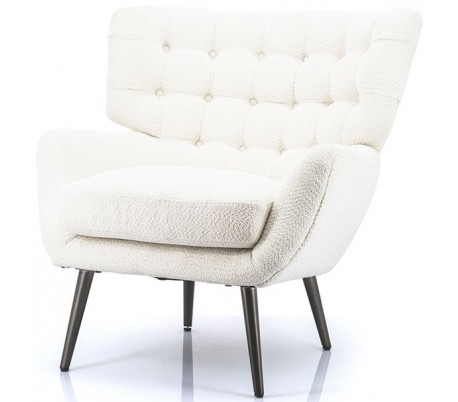 Moderne hvid lænestol i tekstil med metalben - Stilfuld elegance