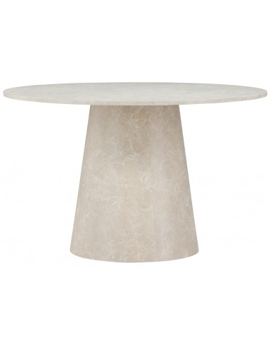 Elegant Rundt Beige Marmoriseret MDF Spisebord – Designklassiker