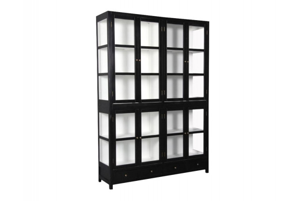 Elegant hvidt vitrineskab i træ – 2-delt design