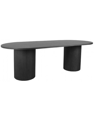 Elegant Ovalt Spisebord i Sort Egetræ – Moderne Stil