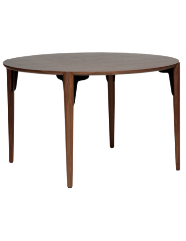 Elegant Rundt Spisebord i Valnøddetræ – Sort Design