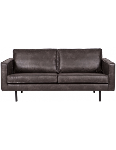 Moderne 2,5-personers Vintage Lædersofa i Sort