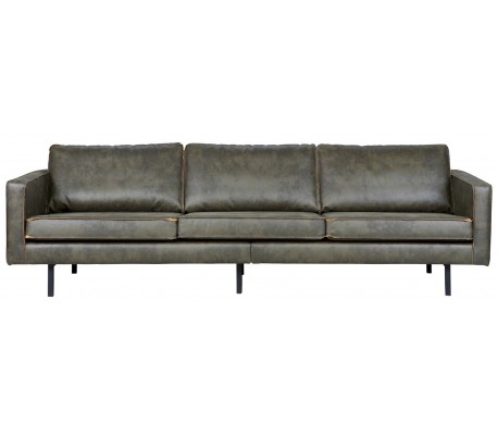 Moderne 3-personers sofa i vintage armygrønt læder