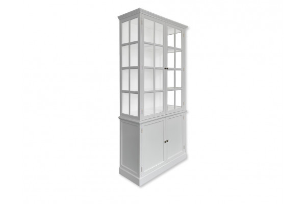 Elegant lysgrå vitrineskab i massivt træ - Romsø 220x110x45