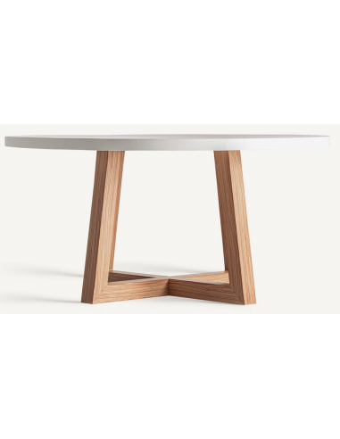 Elegant rundt spisebord i aluminium og beton – Off White