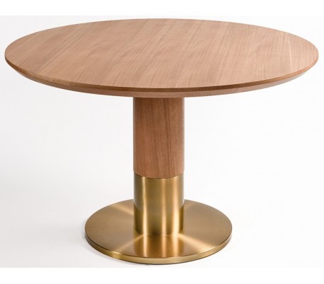 Rundt Spisebord i Asketræ og Guldmetal - Moderne Design