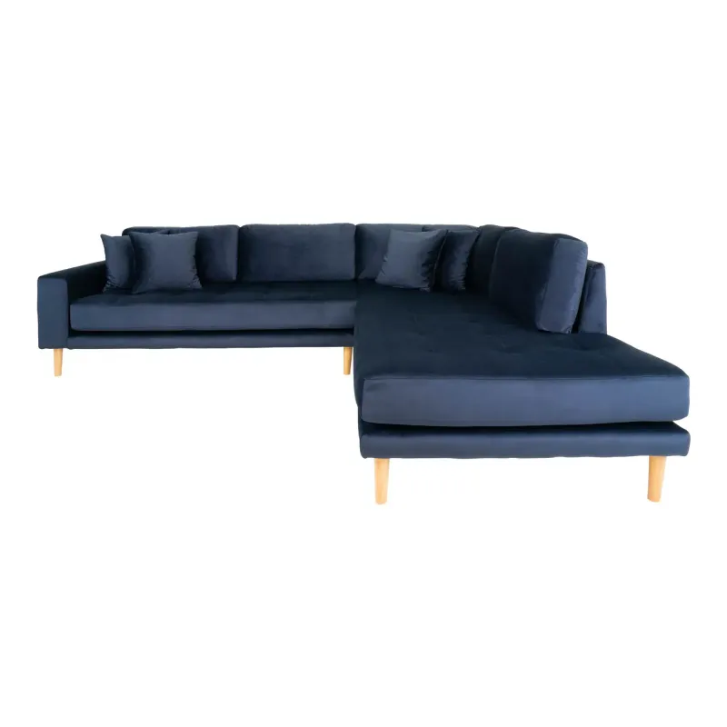 Højrevendt Blå Velour Med Fire Puder Hn1005 Åben Ende 1301403 Homeshop Sofa - 5713917010189