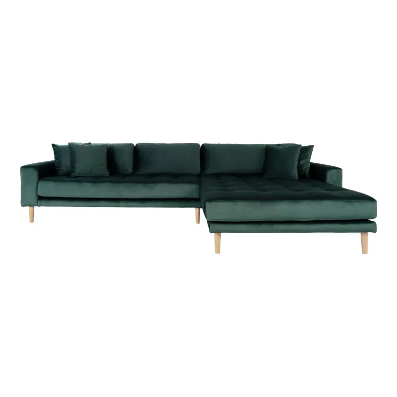 Grøn Højrevendt Mørke Velour Med Fire Puder Hn1006 1301185 Homeshop Sofa - 5713917009862