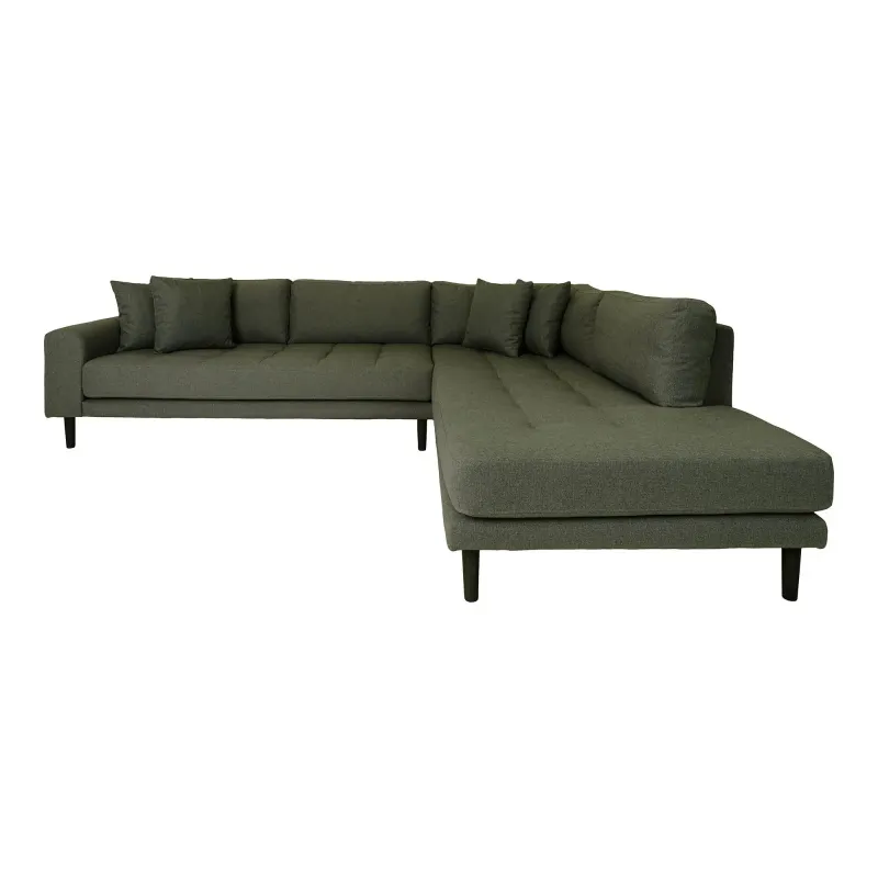 Olivengrøn Højrevendt Sofa med Fire Puder - HN1020