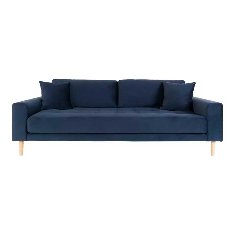 Mørkeblå Velour Sofa til 3 Personer - Tilbud!