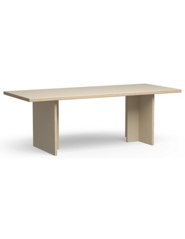 Cremefarvet Eurolight Træ MDF Spisebord 220 cm – Bestil nu!