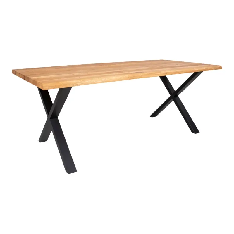 Olieret Eg Spisebord med Bølget Kant - 200x95xh75cm