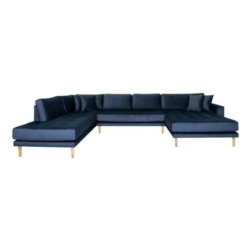 Med åben Ende Højrevendt Mørkeblå Velour Med Fire Puder Hn1005 Åben Ende 1301453 Homeshop Sofa - 5713917010158