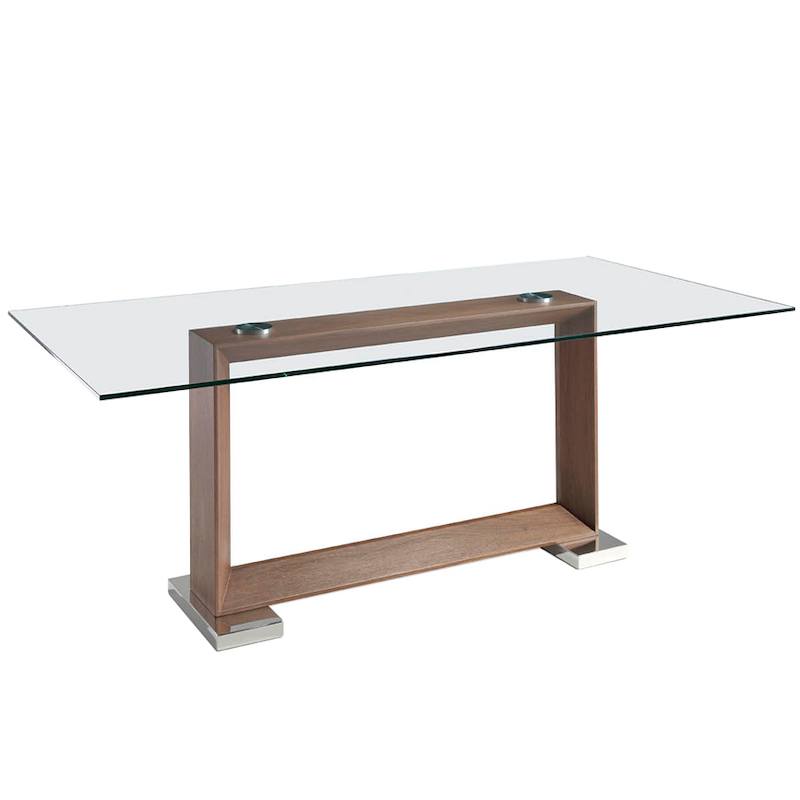 Elegant Valnød Spisebord med Glasbordplade 200x95 cm