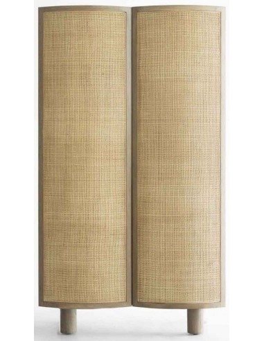 Egetræ Rattan Vitrineskab H176 – Elegant Naturdesign med 4 Hylder